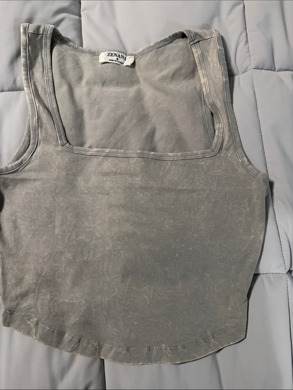 Zena Washed Gray Square Neck Tank size small NWOT